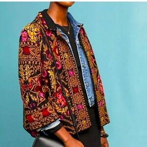 Anthropologie size XS Colorful Embroidered Woman's Jacket